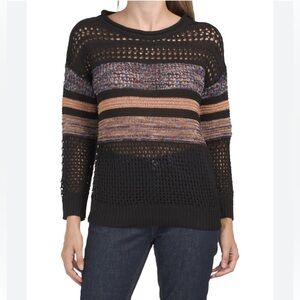 GREIGE Women's Metallic Crochet Sweater‎ Size Large multicolor, fall